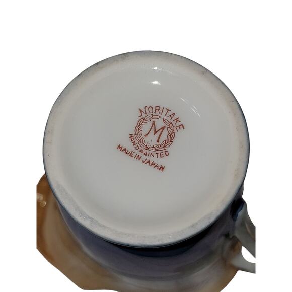 Noritake "M" Series 1930's Fine China Tropical Blue & Gold Trim Sugar & Creamer - Picture 5 of 9